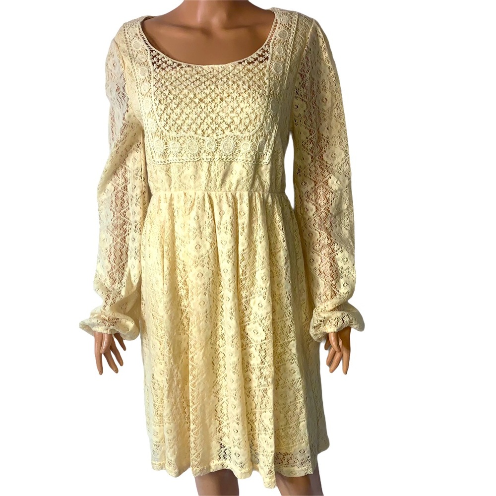 NWT A'reve brand cream lace elastic waist dress
